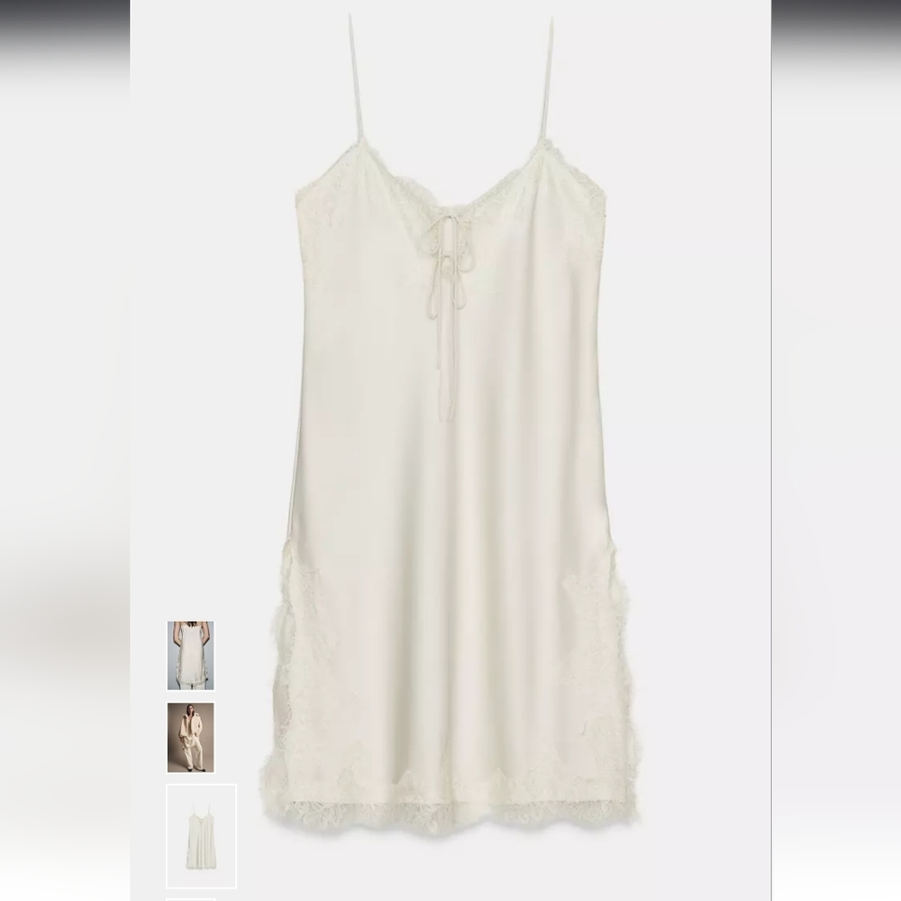 Zara Cream Lace-Trim Mini Dress - Picture 6 of 8